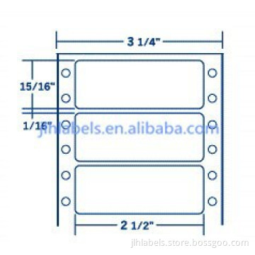 Single Width 2-1/2 x 15/16 General Purpose Pinfeed Dot Matrix Printed Labels